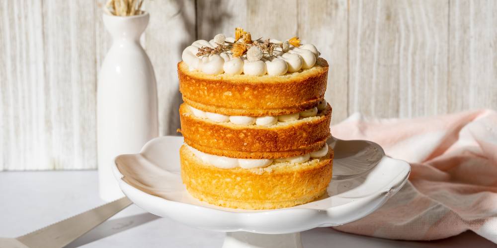 Classic Simple Naked White Cake