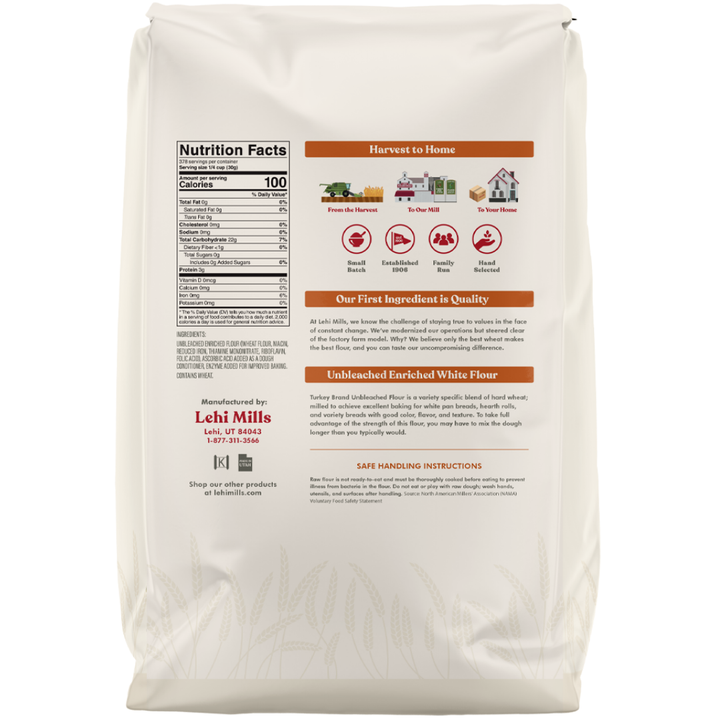 Turkey Unbleached Enriched Bread Flour - 25 lbs